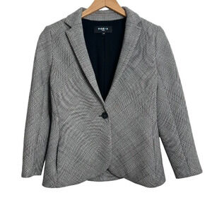 Paule Ka Paris Women's 8 Single Button Virgin Wool‎ Blazer Gray Plaid